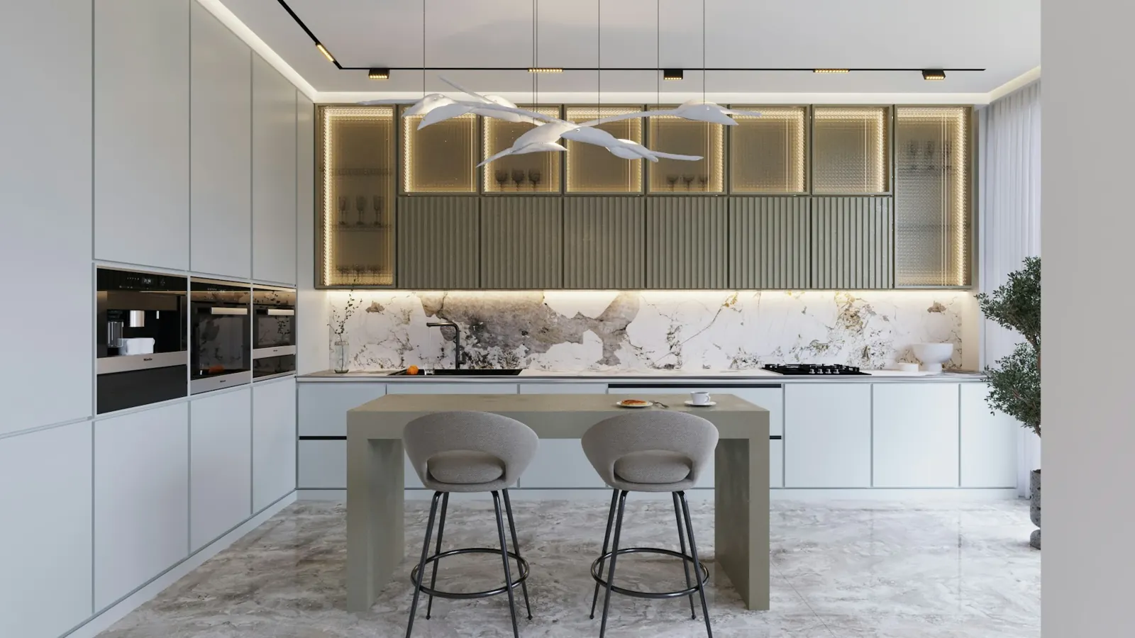 Cocina reformada con isla en Estepona